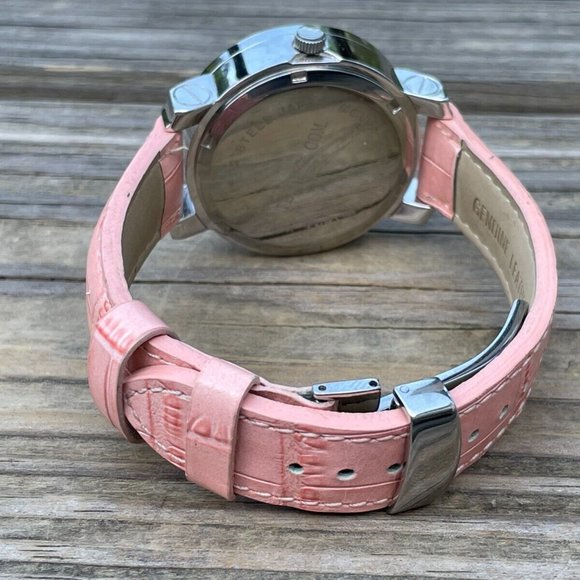 Techno Women Watch Pink Leather Band Analog Multifunction Ladies Wrist Watch - Picture 7 of 12